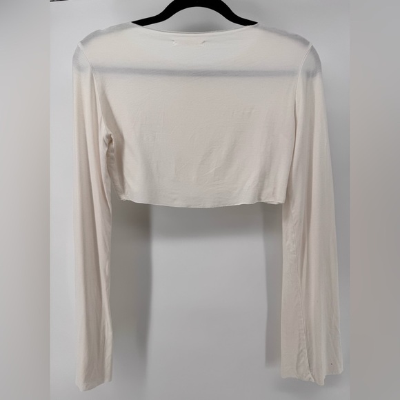 Rich White Long Sleeve Crop Top Small - Picture 4 of 4